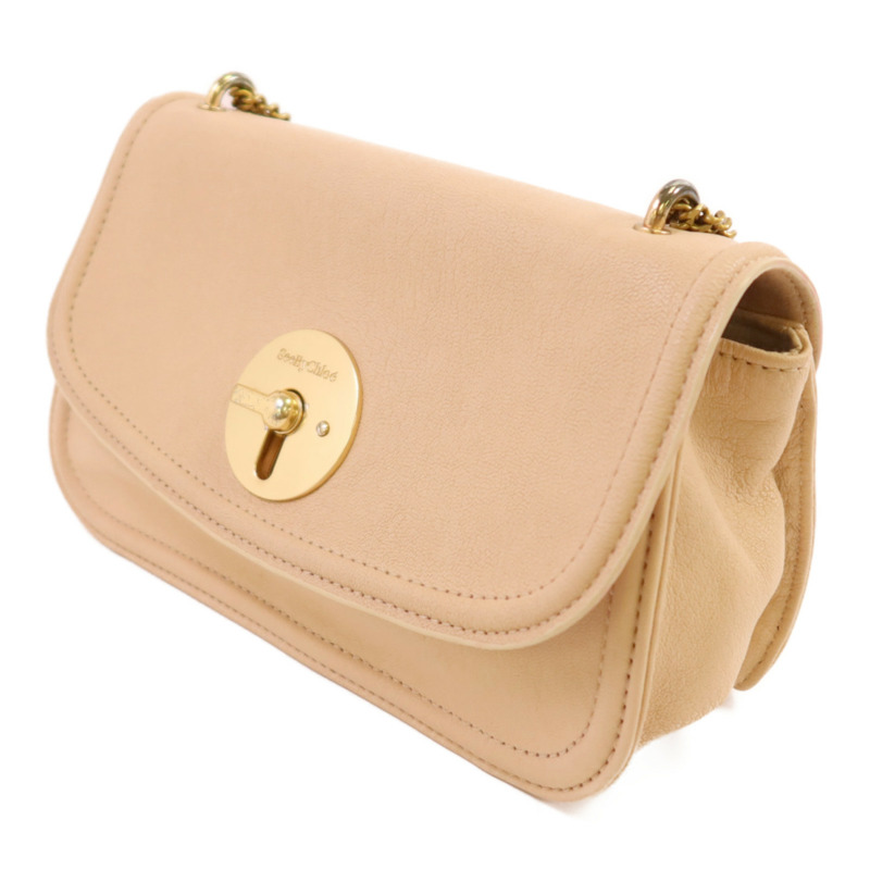 SEE BY CHLOE 牛皮皮革Chain Shoulder金扣鏈帶肩背袋-2