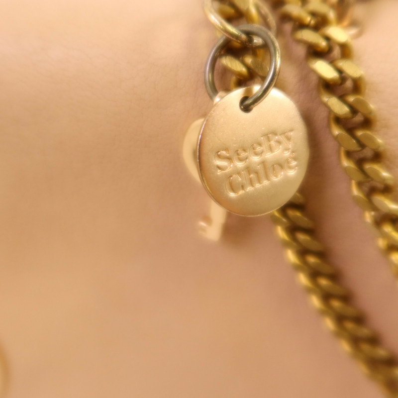 SEE BY CHLOE 牛皮皮革Chain Shoulder金扣鏈帶肩背袋-17