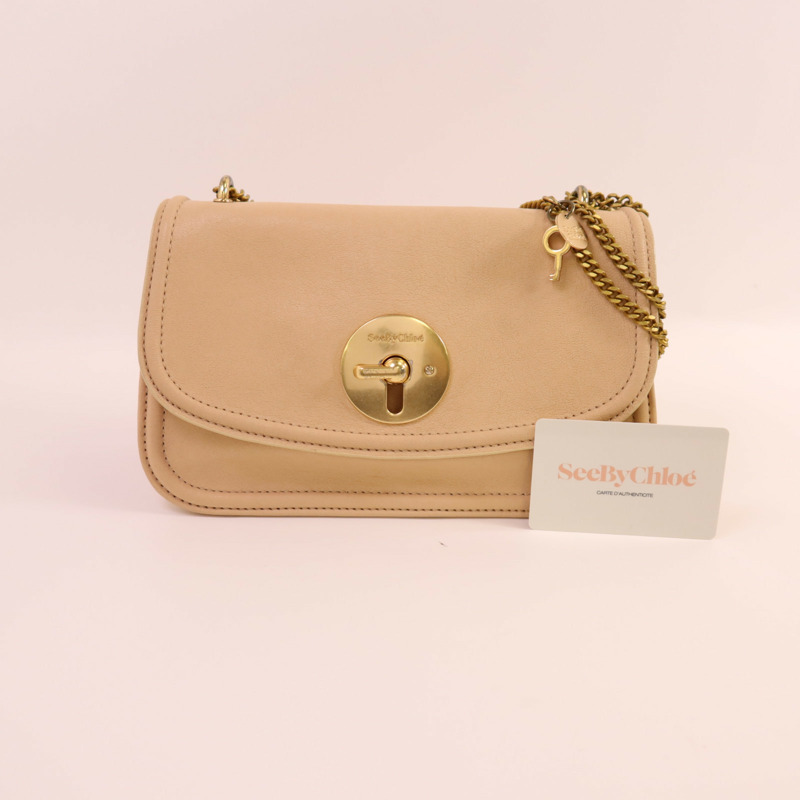 SEE BY CHLOE 牛皮皮革Chain Shoulder金扣鏈帶肩背袋-18