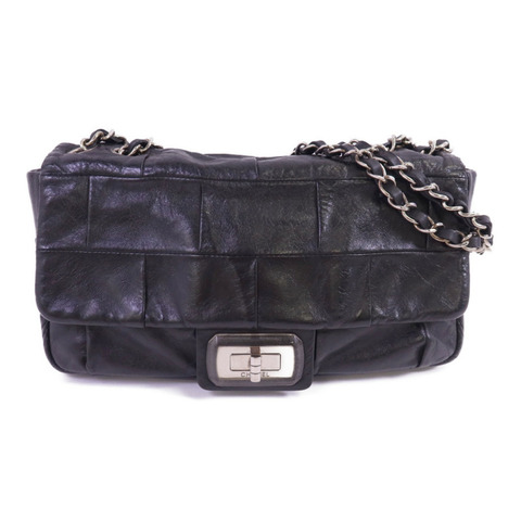 CHANEL 牛皮皮革Chain Shoulder銀扣鏈帶肩背袋