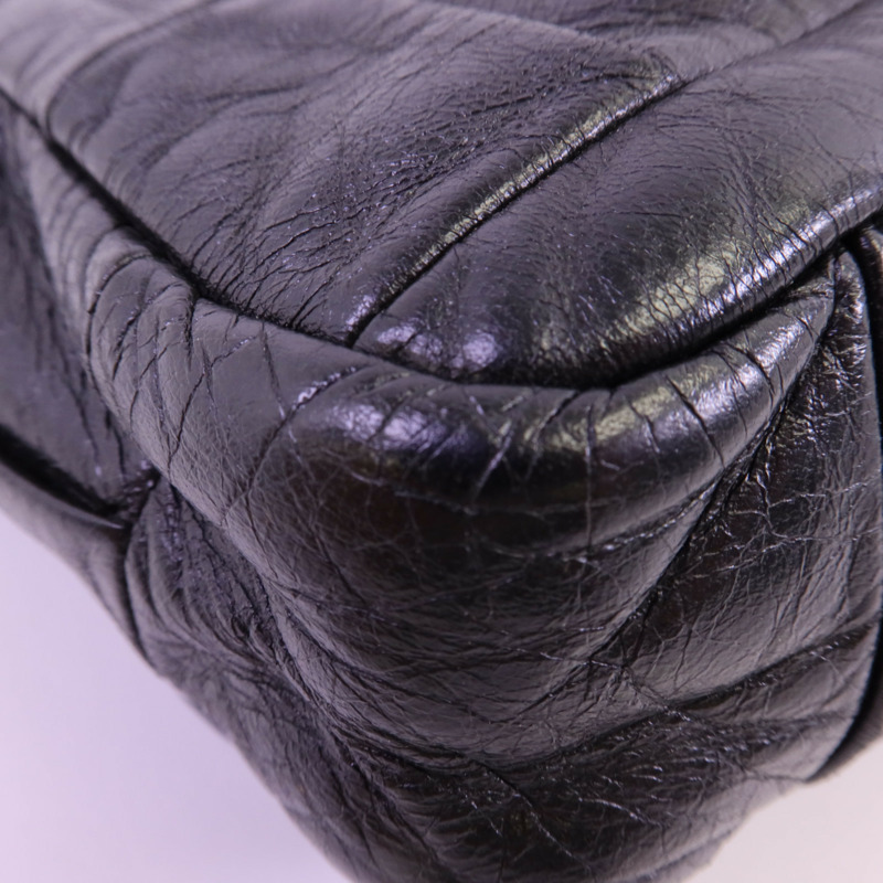 CHANEL 牛皮皮革Chain Shoulder銀扣鏈帶肩背袋-7