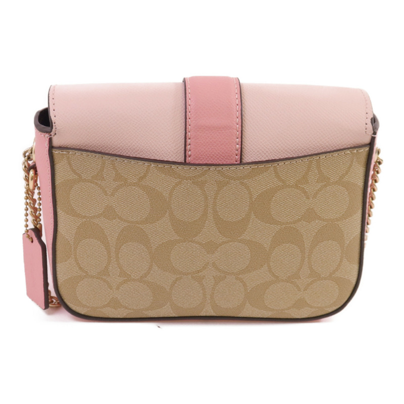 COACH 塗層帆布Chain Shoulder金扣鏈帶肩背袋-1