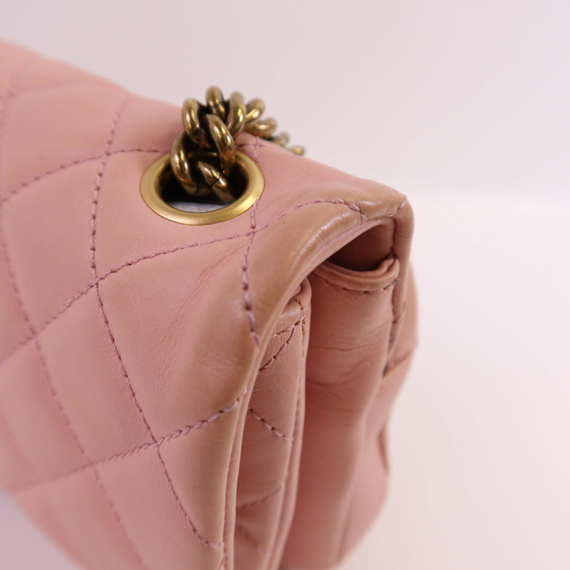 CHANEL 牛皮皮革Chain Shoulder金扣鏈帶肩背袋-5