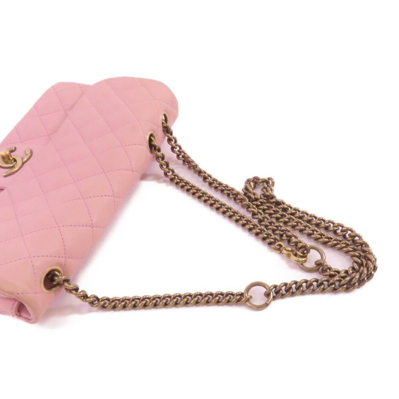 CHANEL 牛皮皮革Chain Shoulder金扣鏈帶肩背袋-6