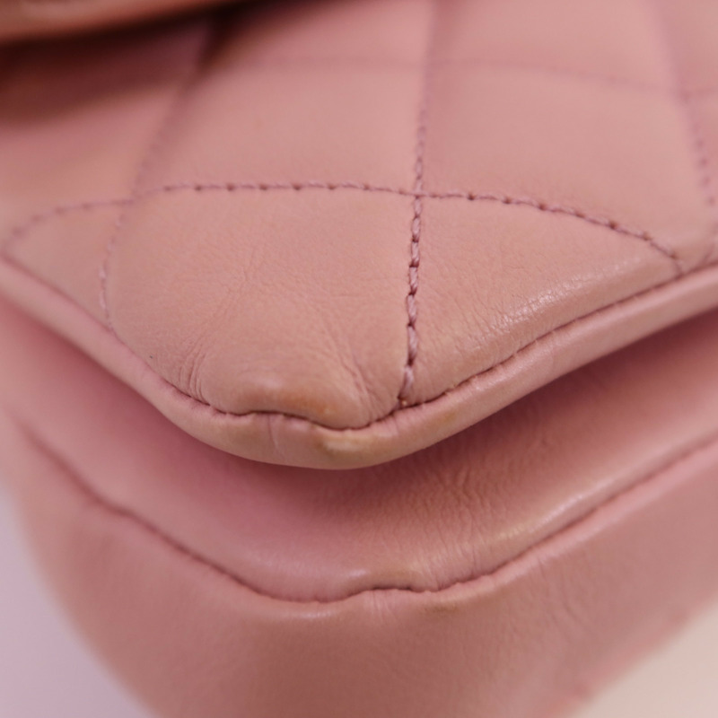 CHANEL 牛皮皮革Chain Shoulder金扣鏈帶肩背袋-7