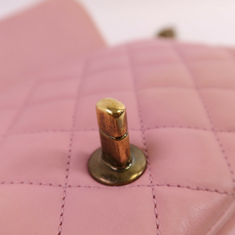 CHANEL 牛皮皮革Chain Shoulder金扣鏈帶肩背袋-12