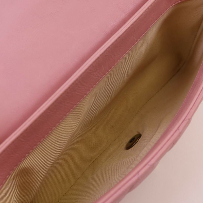 CHANEL 牛皮皮革Chain Shoulder金扣鏈帶肩背袋-16