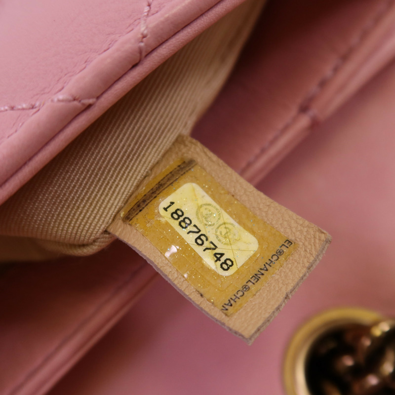 CHANEL 牛皮皮革Chain Shoulder金扣鏈帶肩背袋-17