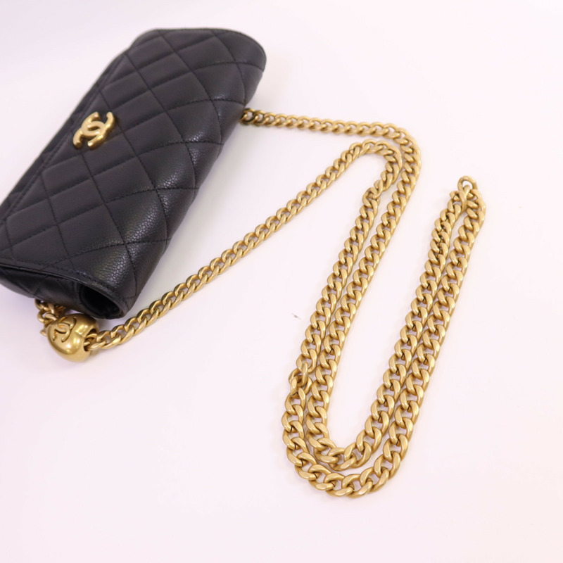 CHANEL 牛皮皮革Waist Bag金扣鏈帶腰包-4