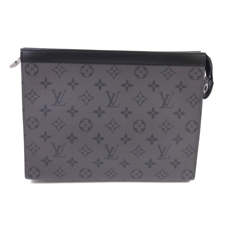 LOUIS VUITTON Monogram Eclipse Pochette Voyage MM銀扣手拿包-0