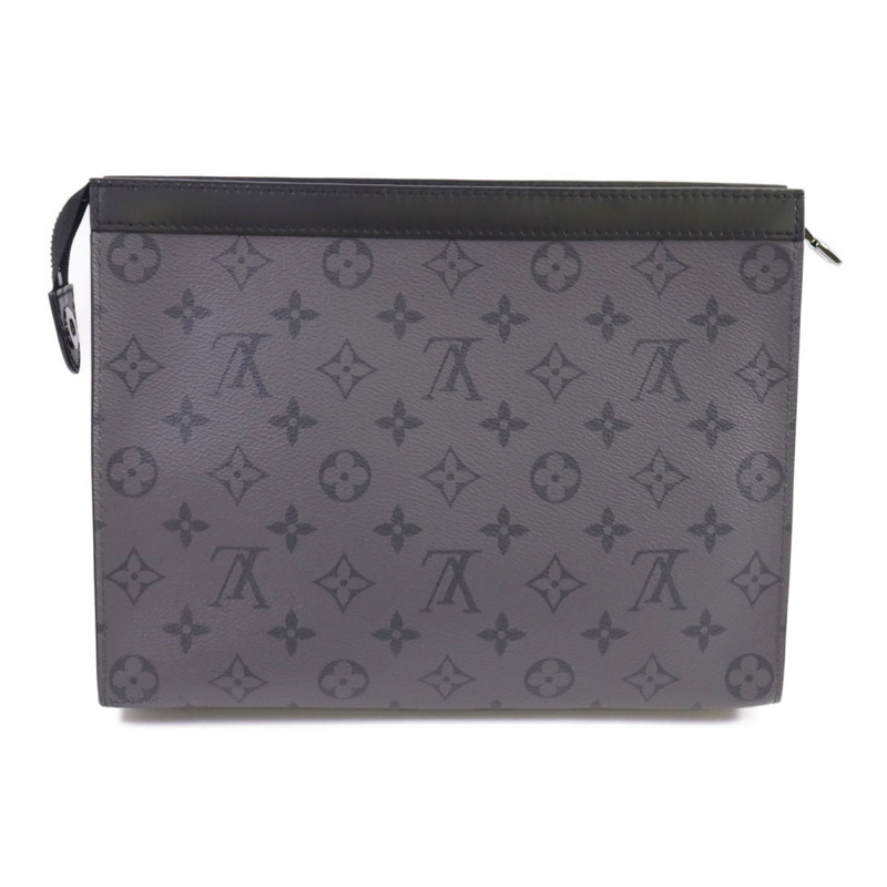 LOUIS VUITTON Monogram Eclipse Pochette Voyage MM銀扣手拿包-1