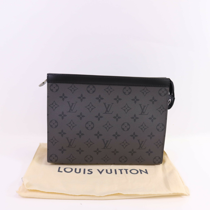 LOUIS VUITTON Monogram Eclipse Pochette Voyage MM銀扣手拿包-12