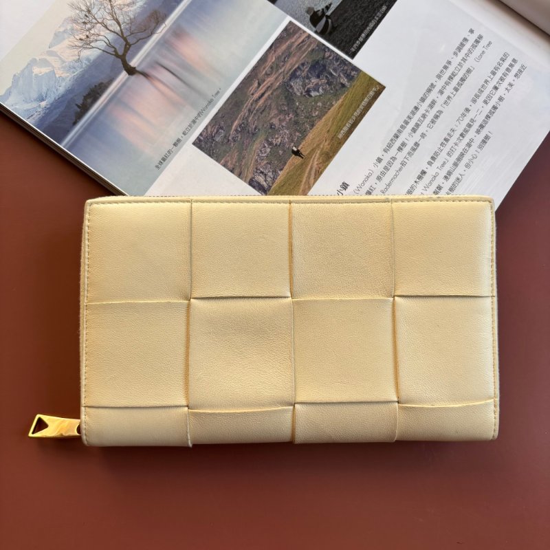 BOTTEGA VENETA BV*檸檬澄色大格編織拉鍊長夾-0