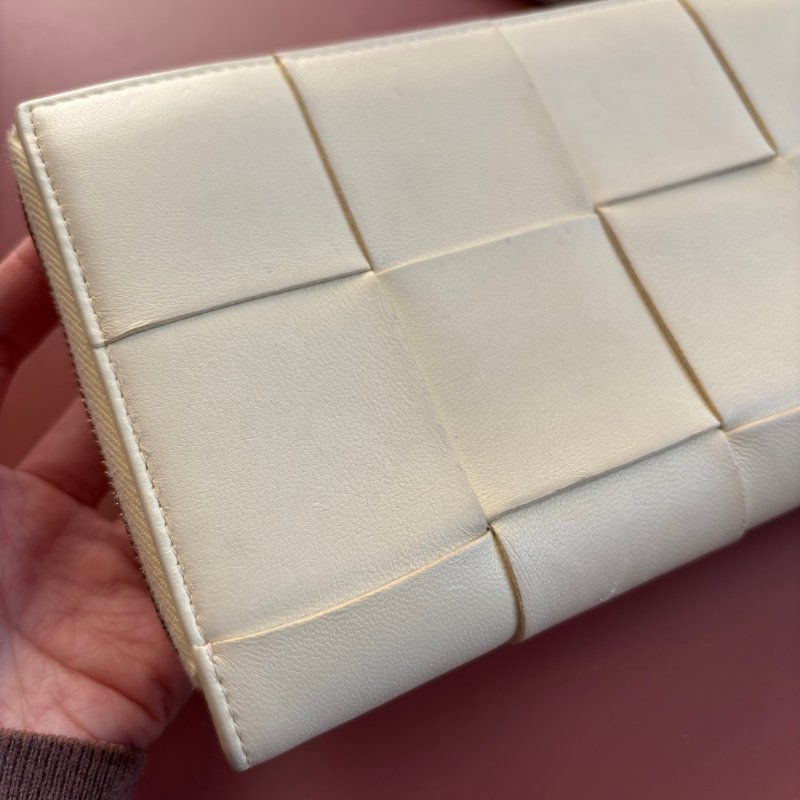 BOTTEGA VENETA BV*檸檬澄色大格編織拉鍊長夾-4