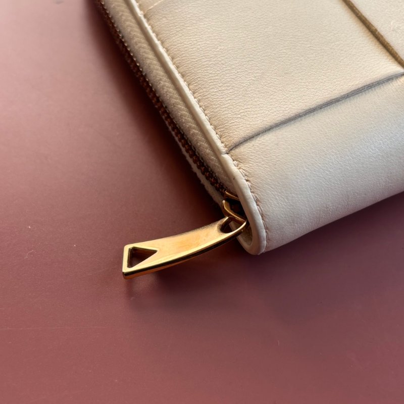 BOTTEGA VENETA BV*檸檬澄色大格編織拉鍊長夾-9