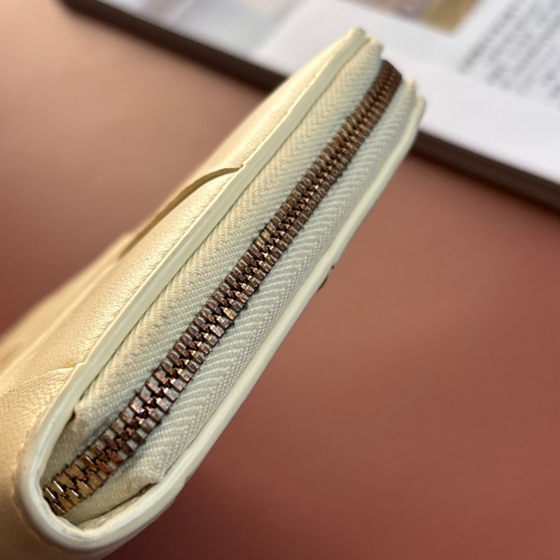 BOTTEGA VENETA BV*檸檬澄色大格編織拉鍊長夾-14