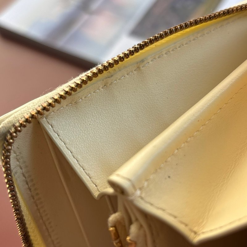 BOTTEGA VENETA BV*檸檬澄色大格編織拉鍊長夾-36