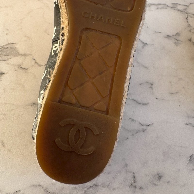 Chanel深藍色草編涼鞋(超舒適)-11