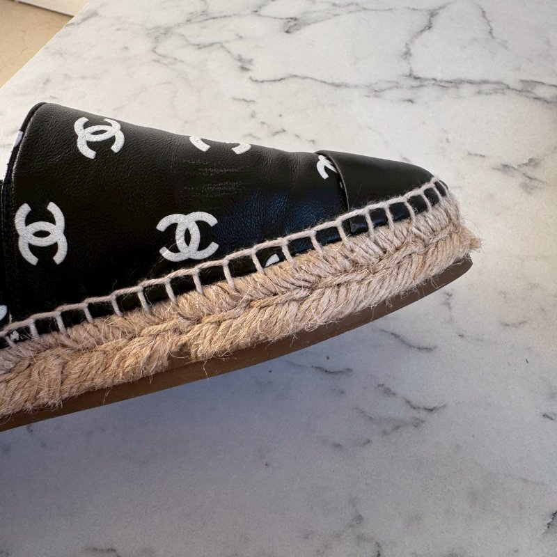 Chanel深藍色草編涼鞋(超舒適)-15