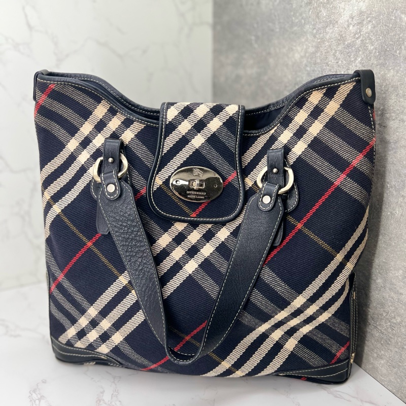💗香緹國際精品💗 745 Burberry 藍格紋托特包-0