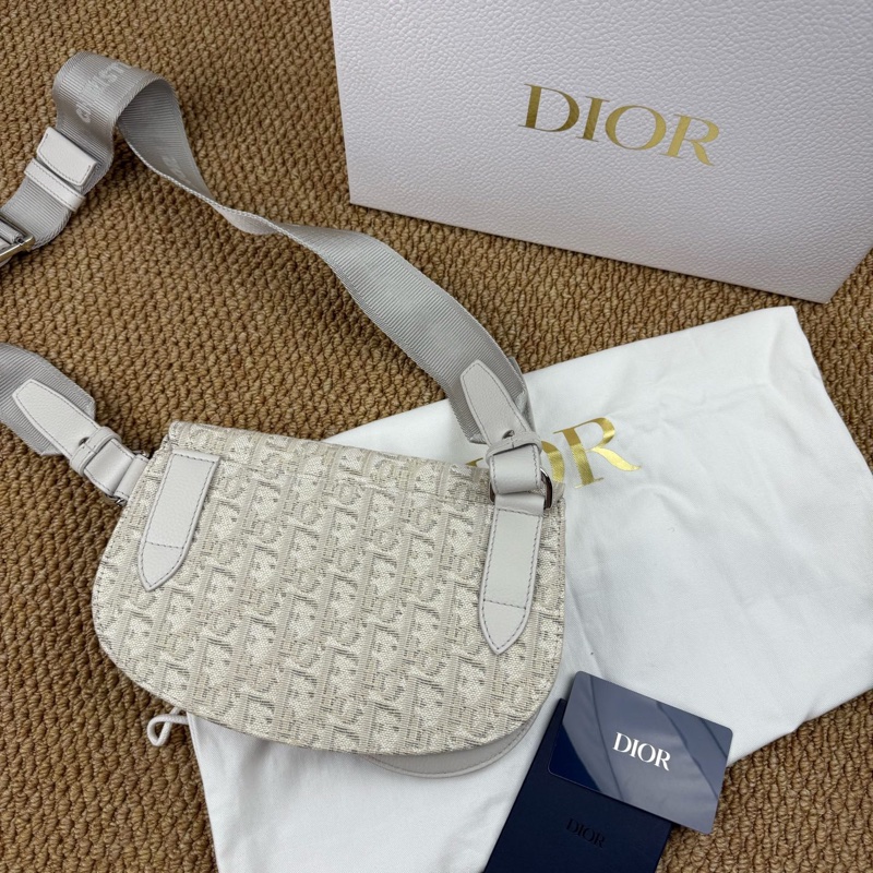 DIOR迪奧 Saddle 經典刺繡馬鞍包 小號 米白色 約24x17cm-2