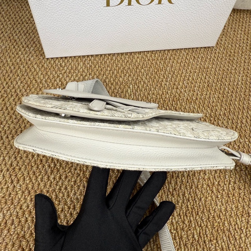 DIOR迪奧 Saddle 經典刺繡馬鞍包 小號 米白色 約24x17cm-12