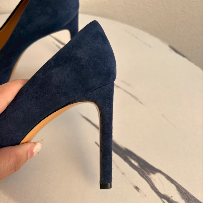 Salvatore Ferragamo 極濃藍麂皮蝴蝶結細高跟鞋-7