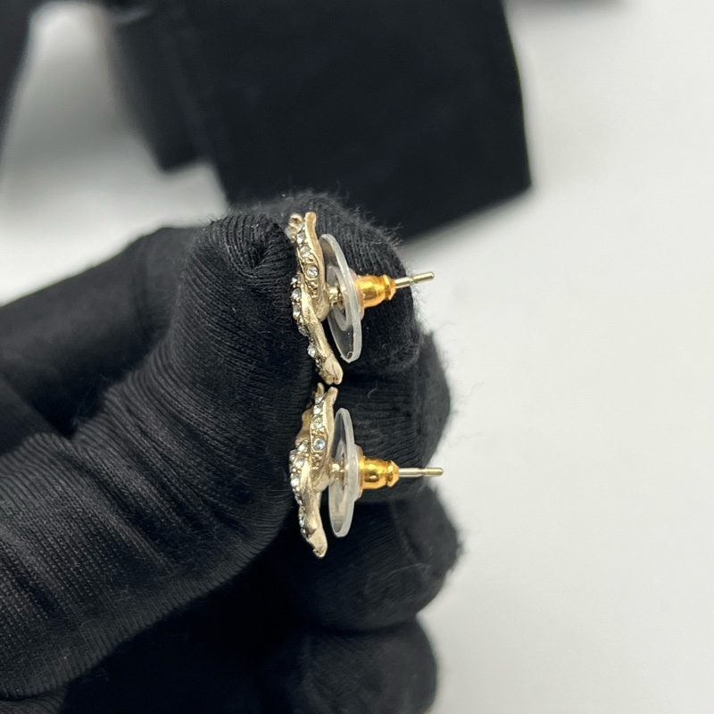 Chanel/香奈兒 雙C 帶鑽耳釘-4