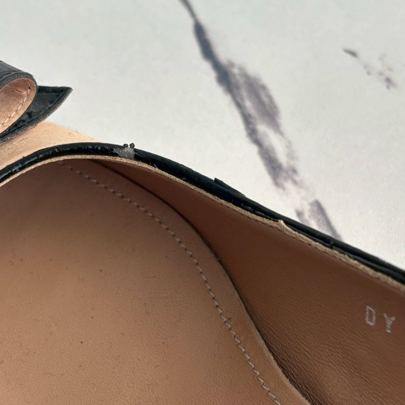 Salvatore Ferragamo 米白拼黑色蝴蝶結低跟鞋-3