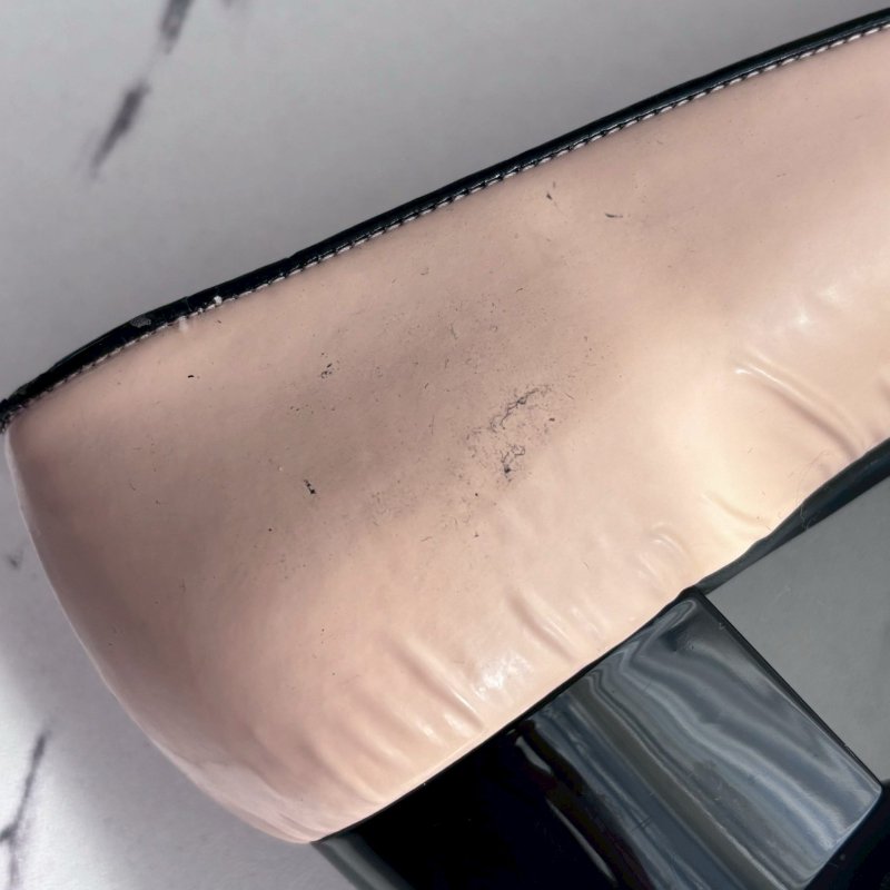 Salvatore Ferragamo 米白拼黑色蝴蝶結低跟鞋-15