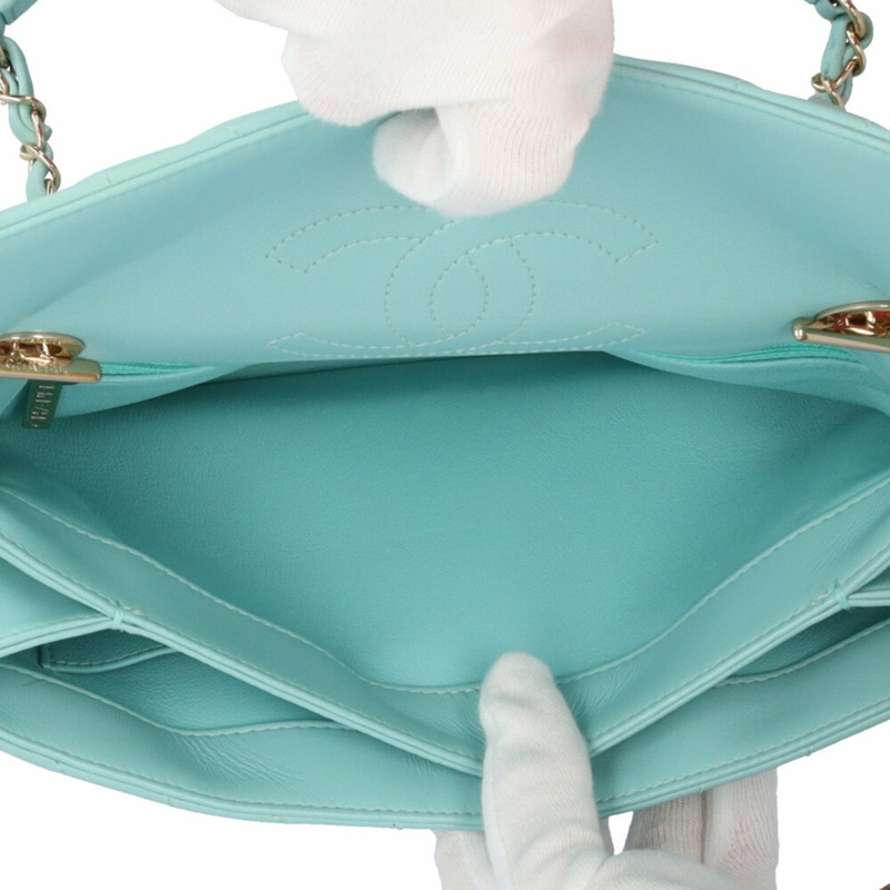 香奈兒 V 字縫線 Trendy CC 單肩包,羊皮,藍色,女士,二手,帶鏈條-6