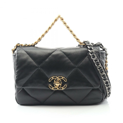 CHANEL 19 dix-neuf 馬特拉斯鏈單肩斜背包 AS1160 小羊皮 黑色