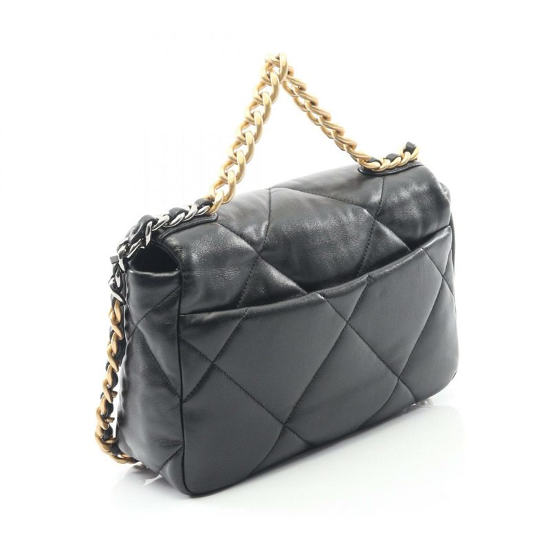 CHANEL 19 dix-neuf 馬特拉斯鏈單肩斜背包 AS1160 小羊皮 黑色-1