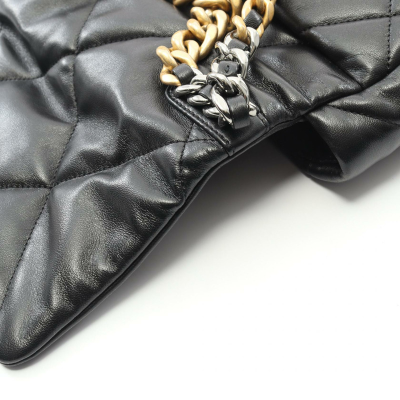 CHANEL 19 dix-neuf 馬特拉斯鏈單肩斜背包 AS1160 小羊皮 黑色-6