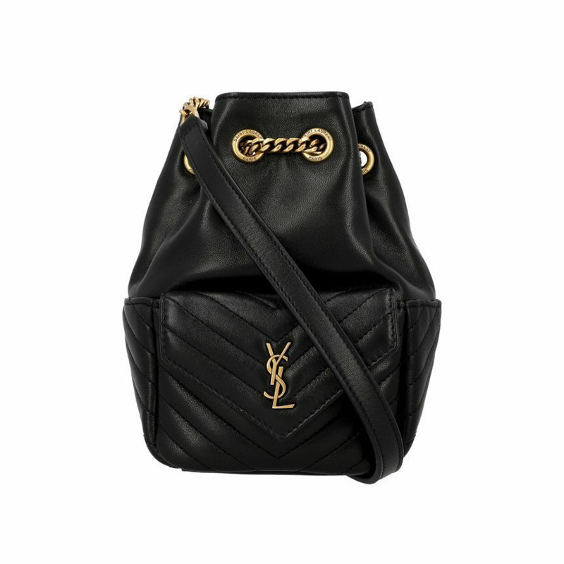 SAINT LAURENT Cassandra Monogram 絎縫金色鏈條迷你水桶肩背包 760745 1EL07 1000-0