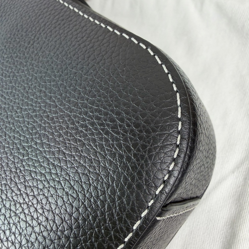 Dior迪奧 黑色馬鞍包 荔枝紋牛皮白色縫線 小號22年 尺寸約 23×18×6cm-10