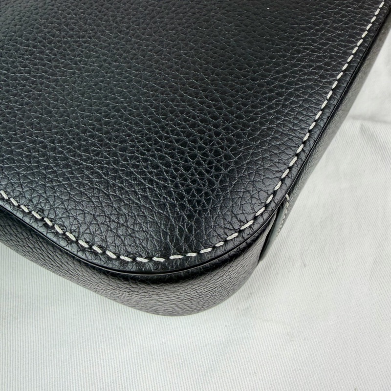 Dior迪奧 黑色馬鞍包 荔枝紋牛皮白色縫線 小號22年 尺寸約 23×18×6cm-12