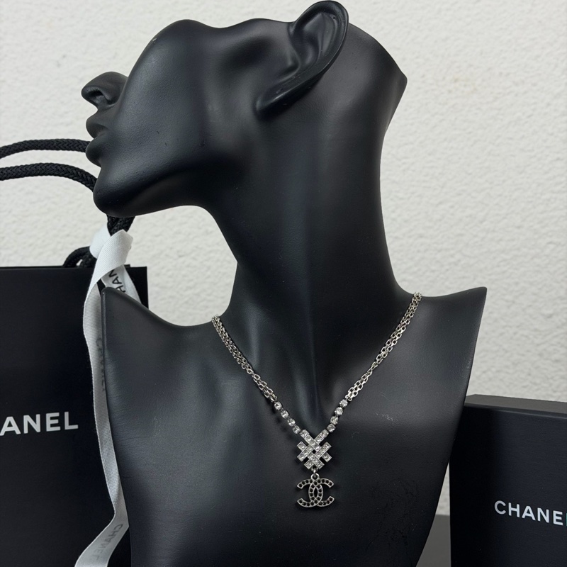 CHANEL潮流雙C墜飾長款 金屬 項鍊-1