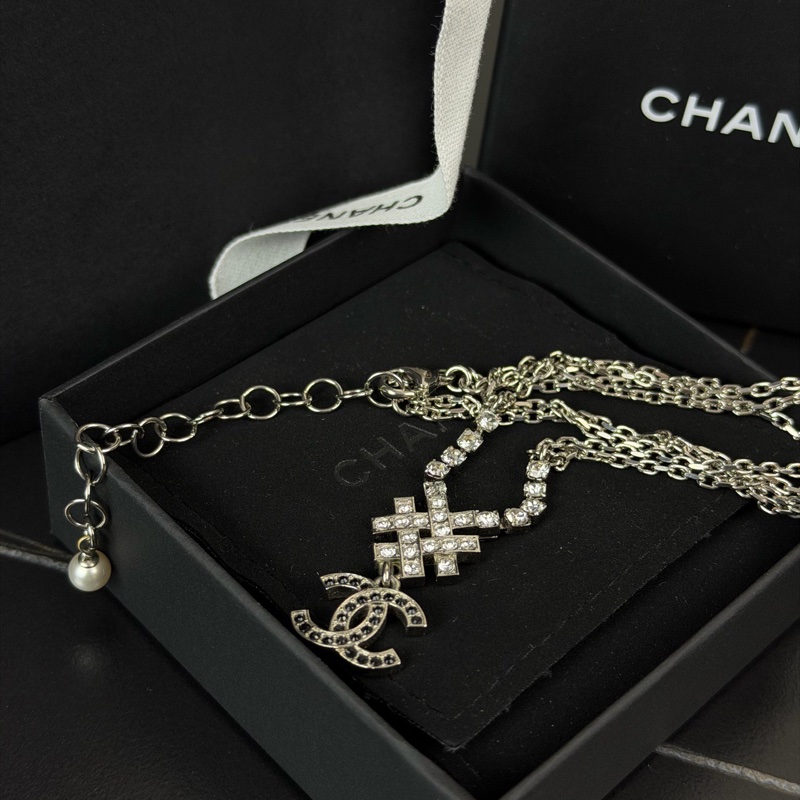 CHANEL潮流雙C墜飾長款 金屬 項鍊-2