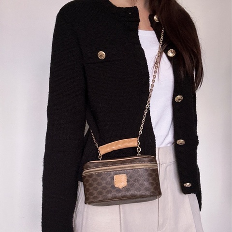 Celine Vanity Case 手提化妝盒手袋 真皮 棕色 斜背 蓆琳