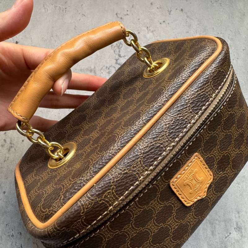 Celine Vanity Case 手提化妝盒手袋 真皮 棕色 斜背 蓆琳-6
