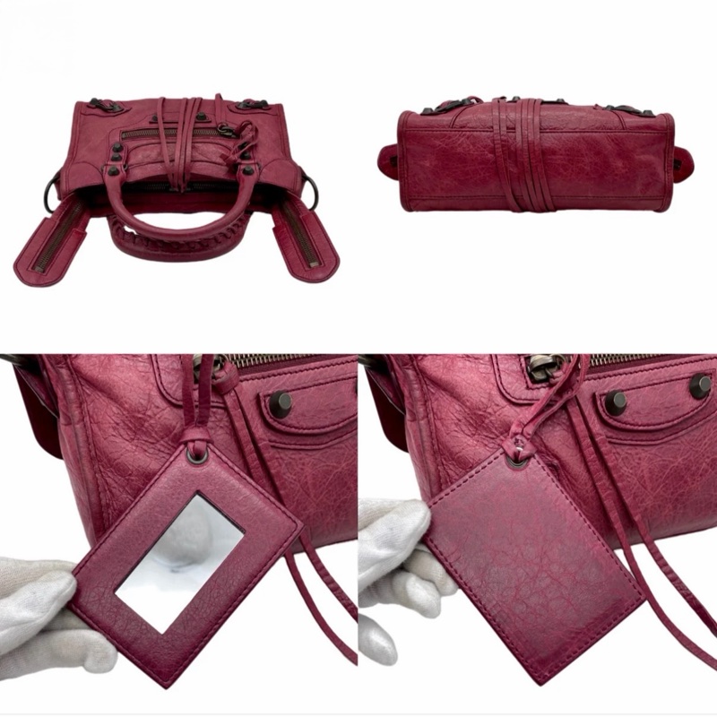 「JL精品代購」9新 Balenciaga鬚鬚流蘇機車包酒红色小號斜挎款-6