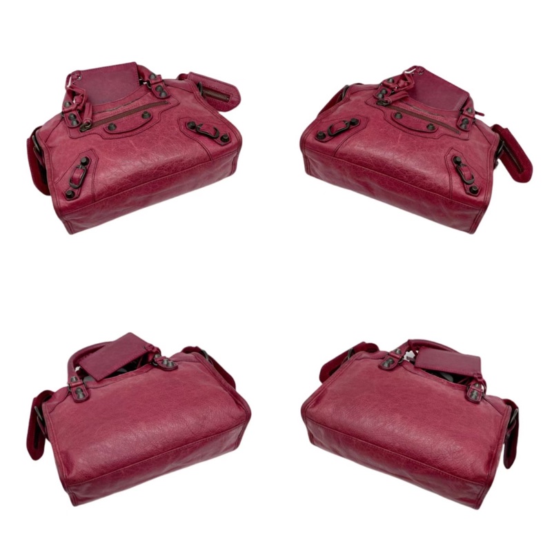 「JL精品代購」9新 Balenciaga鬚鬚流蘇機車包酒红色小號斜挎款-7