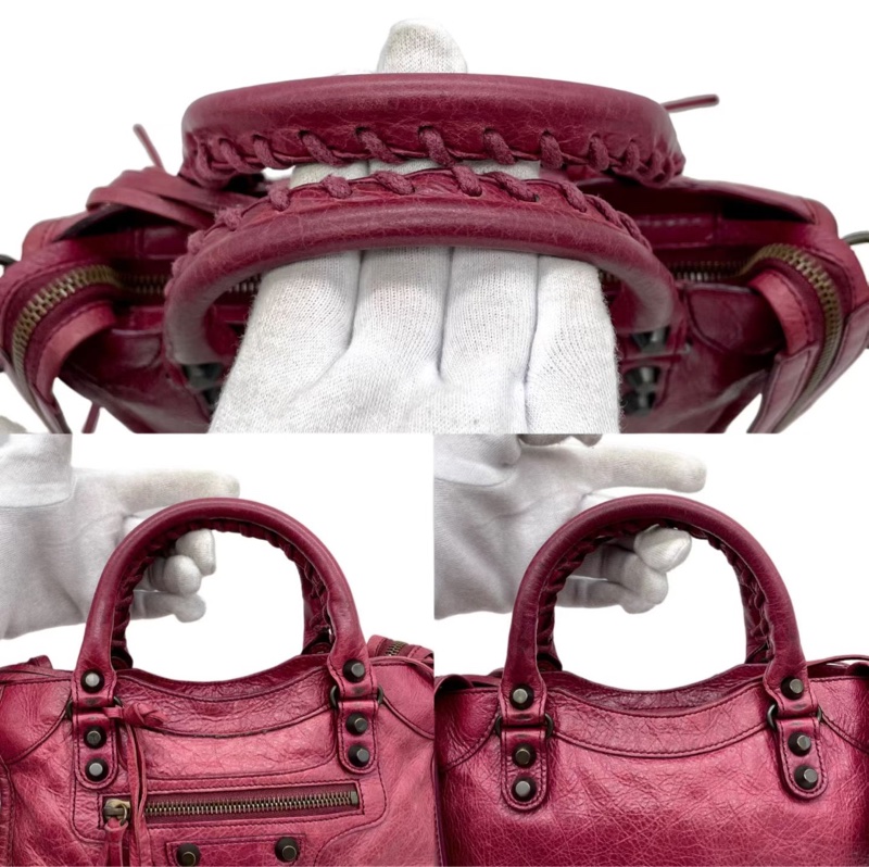 「JL精品代購」9新 Balenciaga鬚鬚流蘇機車包酒红色小號斜挎款-8