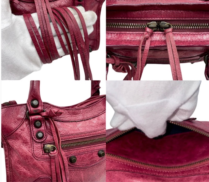 「JL精品代購」9新 Balenciaga鬚鬚流蘇機車包酒红色小號斜挎款-13