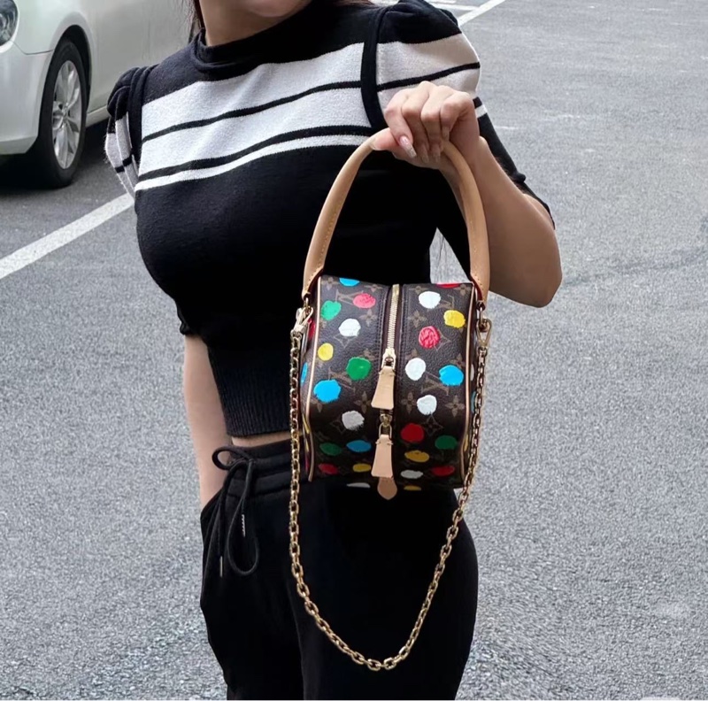 LV 草間彌生合作系列骰子包芯片款15*15*15 98新配件塵袋盒子購證-0