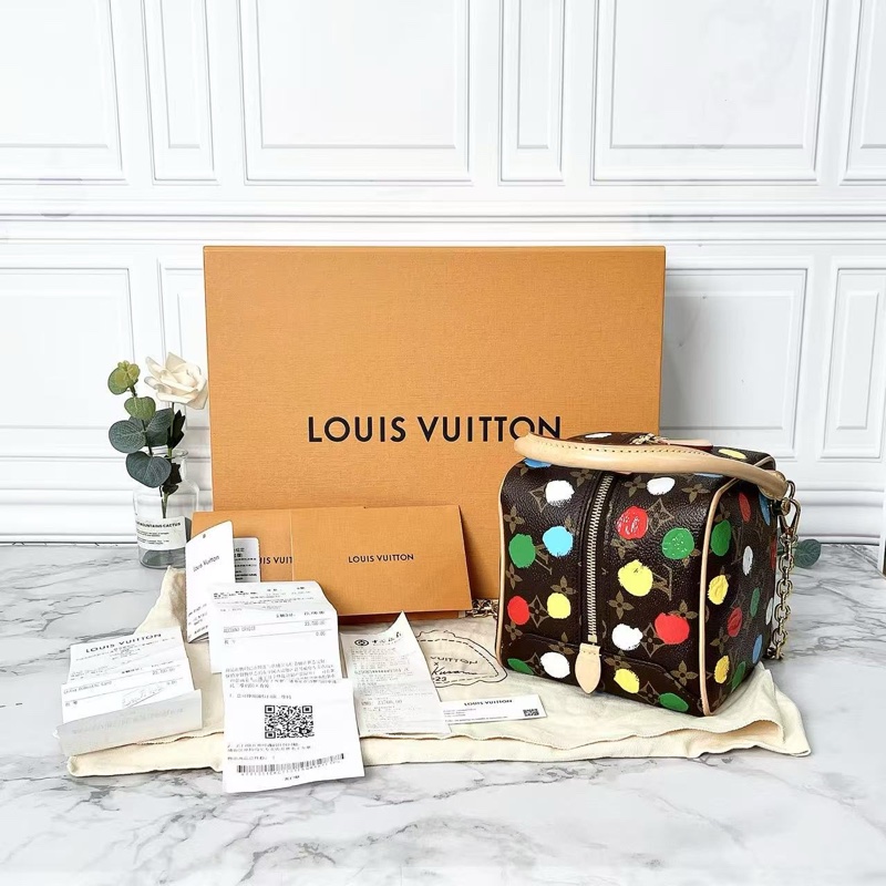 LV 草間彌生合作系列骰子包芯片款15*15*15 98新配件塵袋盒子購證-1