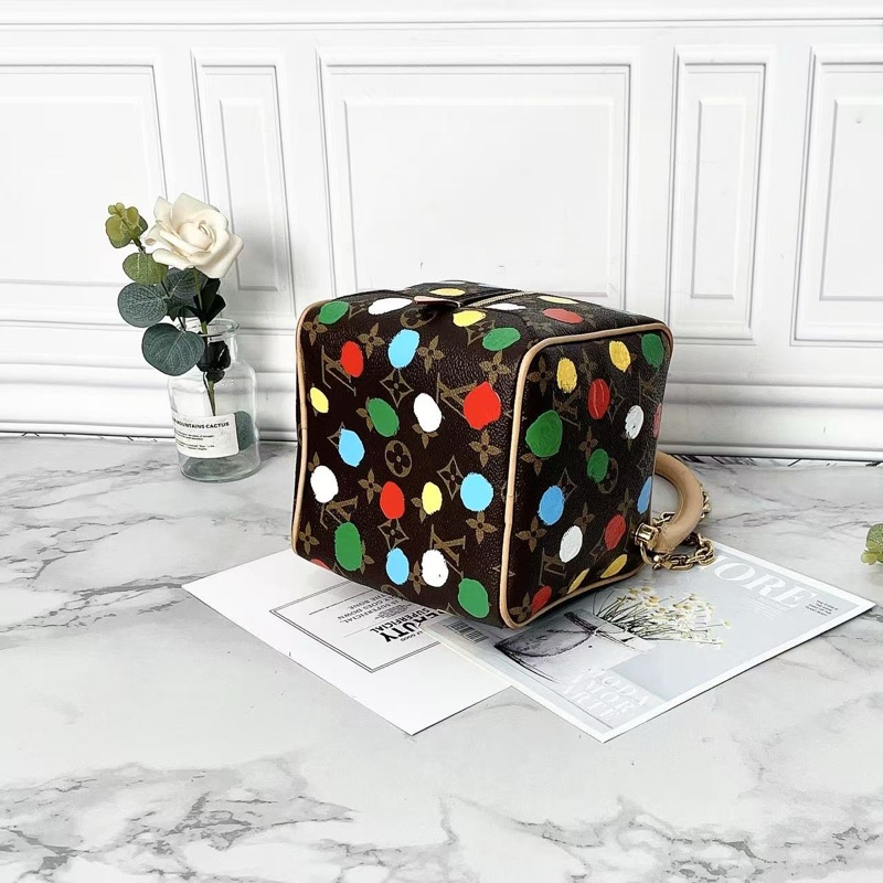 LV 草間彌生合作系列骰子包芯片款15*15*15 98新配件塵袋盒子購證-5