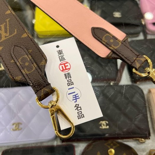 東區正精品㊣LV MONOGRAM J02330 原花粉色金扣肩背帶 RA1850-7