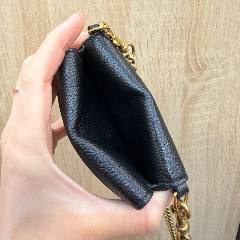 Balenciaga 黑牛皮霧金釦可以斜背三折短夾-14